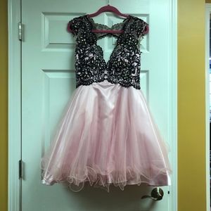 Pink and Black Homecoming Dress